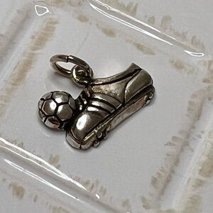 Vintage Soccer Shoe & Ball Charm 925 Sterling Silver NOS